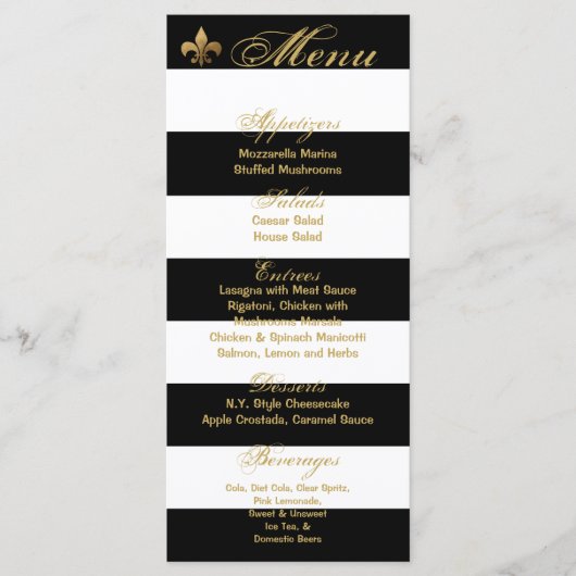 25 Cartes de menu Grille moderne Noir Blanc Contem (Devant)