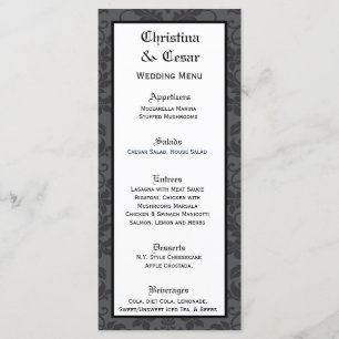25 Cartes de menu Gris noir Formal Gothic Print