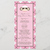 25 Cartes de menu Jacquard rose Sock Monkey (Devant)