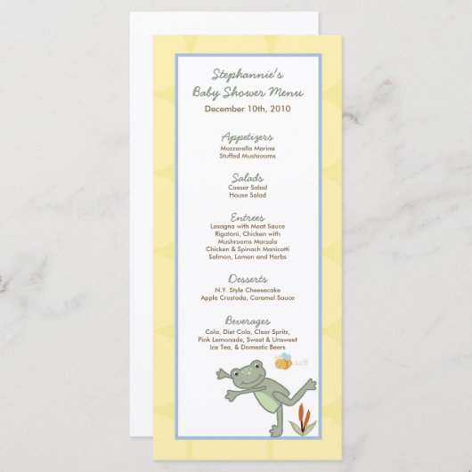 25 Cartes de menu Leap Frog Turtle Bee Dragonfly P (Devant / Derrière)