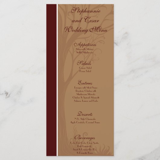 25 Cartes de menu Love Autumn Tree (Devant)