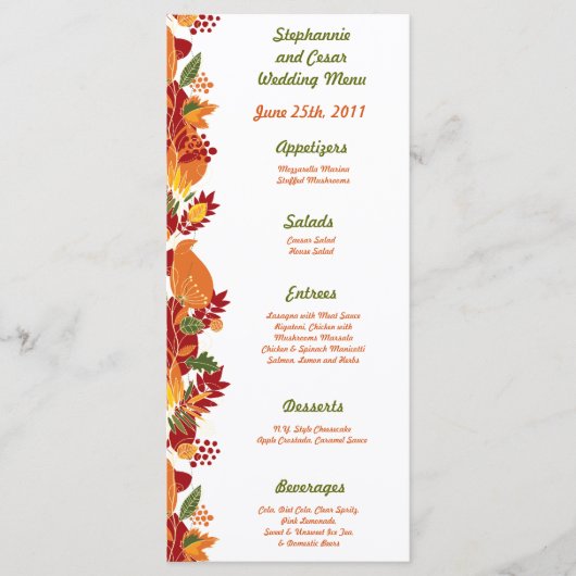 25 Cartes de menu Love Fall Foliage Feuille (Devant)
