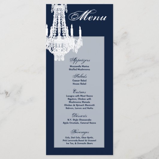 25 Cartes de menu Lustre en cristal Glitz Glamor D (Devant)