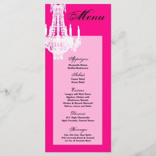 25 Cartes de menu Lustre en cristal Glitz Glamor D (Devant)