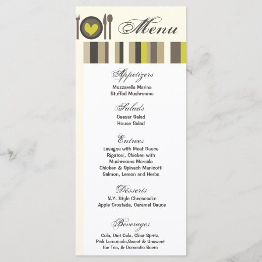 25 Cartes de menu Mariage Chine Plats de dîner Buf (Devant)