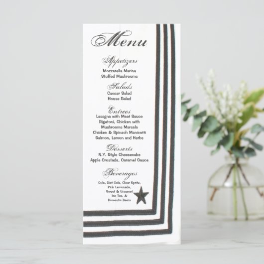 25 Cartes de menu Marine Robe d'été Blancs Uniform (Debout devant)