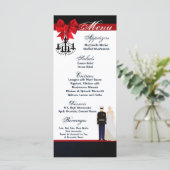 25 Cartes de menu Marine Uniform Groom Bride robe (Debout devant)