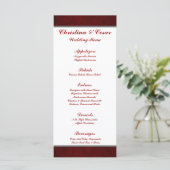 25 Cartes de menu Maroon foncé Gris perlées Rouge (Debout devant)
