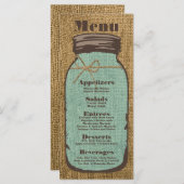 25 Cartes de menu Mason Jar Burlap Pays Pota rusti (Devant / Derrière)