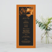 25 Cartes de menu Mis XV Orange Black Party (Debout devant)