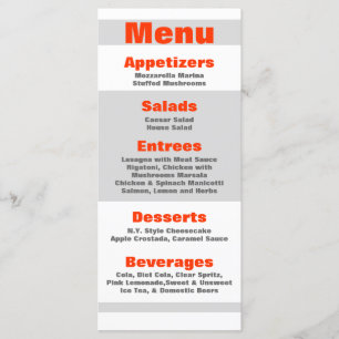 25 Cartes de menu Moderne Neon Bande Orange 80s Re