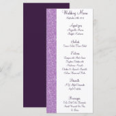 25 Cartes de menu Oiseau Swing Violet BG coeurs ba (Devant / Derrière)