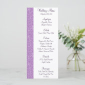 25 Cartes de menu Oiseau Swing Violet BG coeurs ba (Debout devant)