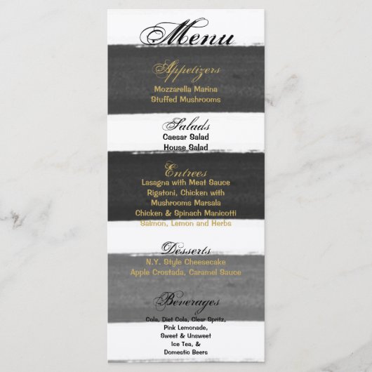 25 Cartes de menu Ombre Stripe Black Line Fade Wat (Devant)