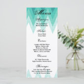 25 Cartes de menu Ombre Turquoise Chevron (Debout devant)