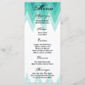 25 Cartes de menu Ombre Turquoise Chevron (Devant)