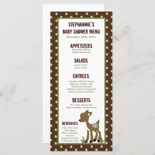 25 cartes de menu ont enchanté la région boisée (Devant / Derrière)