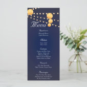 25 Cartes de menu Papier Lanternes sur Blue Chinee (Debout devant)