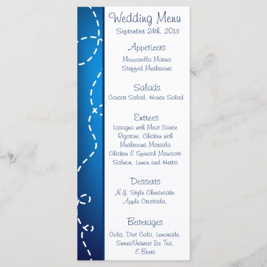 25 Cartes de menu Papier Plan Boucles de torons bl (Devant)