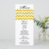 25 Cartes de menu Parties scintillant jaune Chevro (Debout devant)
