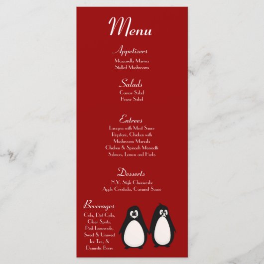 25 Cartes de menu Penguin Love Couple Mate for Lif (Devant)