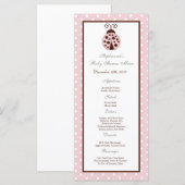 25 Cartes de menu Pink Ladybug (Devant / Derrière)