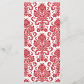 25 Cartes de menu Rouge Crimson Blanc Damask Lace  (Dos)