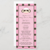 25 Cartes de menu Singe De Choc Rose (Devant / Derrière)