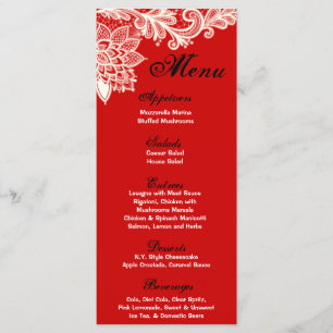 25 Cartes de menu Vintage dentelle victorienne rou