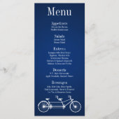 25 Cartes de menu Whimsical Navy Bleu Double Vélo (Devant)