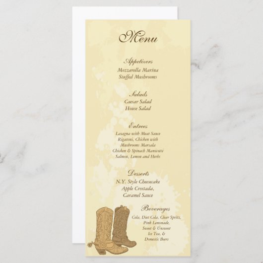 25 Cowboy Wedding Menu Labels (Voorkant / Achterkant)