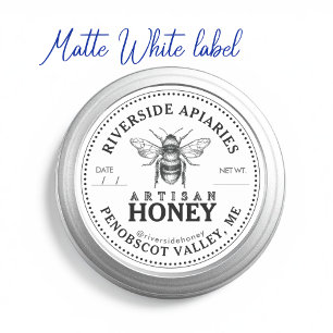 25 Custom Mason Jar Honey Labels 2.25" met Bee