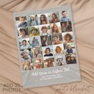 25 Foto Collage - Aangepaste tekst - Neutraal Fleece Deken