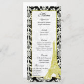 25 Huwelijk in Parijs Zwart Damask Menu Labels (Voorkant / Achterkant)