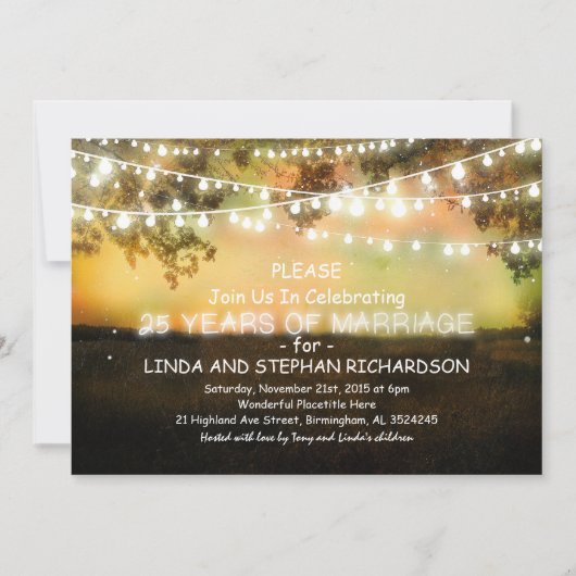 25 invitations d'anniversaire de mariage - guirlan (Devant)