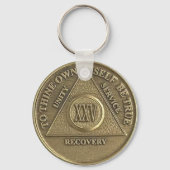 25 Jaar CUSTOME NAAM Nuchtere Medaille Sleutelhanger (Voorkant)