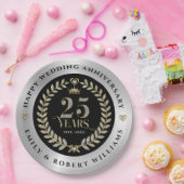 25 jaar Jubileum Goud en witte diamant Papieren Bordje (Feest)