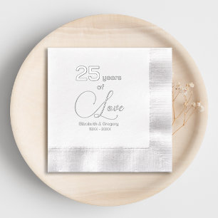 25 jaar liefde 25e zilveren bruiloft Jubileum Folie Servetten