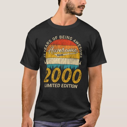 25 jaar oude 2000 Retro Geweldige 25e Verjaardag G T-shirt (Voorkant)