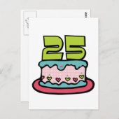 25 jaar oude Birthday Cake Briefkaart (Voorkant / Achterkant)