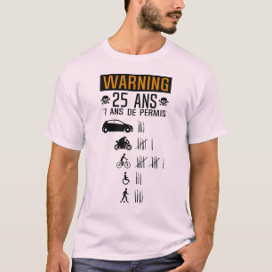 25 jaar rijtijd rijdend rijbewijs t-shirt