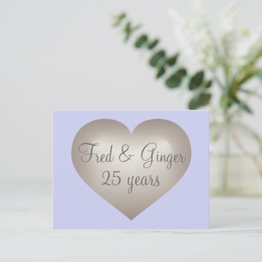 25 jaar Silver Fade Heart Silver Anniversary Briefkaart (Staand voorkant)