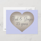 25 jaar Silver Fade Heart Silver Anniversary Briefkaart (Voorkant / Achterkant)