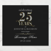 25 jaar typografie trouwdag bier etiket (Enkel label)