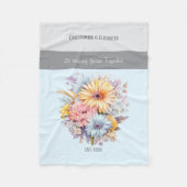 25 jaar zilveren jubileum bloemen blauw fleece deken (Voorkant)
