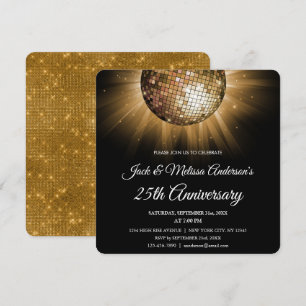 25-jarig Huwelijksjubileum Feest Gouden Disco Bal Kaart