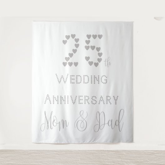25-jarig Huwelijksjubileum Ouders Zilveren Bruilof Wandkleed (Voorkant)