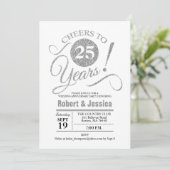 25-jarig huwelijksjubileumfeest - Zilver Wit Kaart (Staand voorkant)
