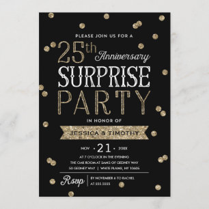 25-jarig jubileum Glitter Confetti Surprise Party Kaart
