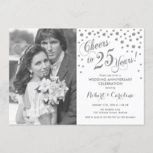 25-jarig jubileum met foto - Zilver Wit Kaart